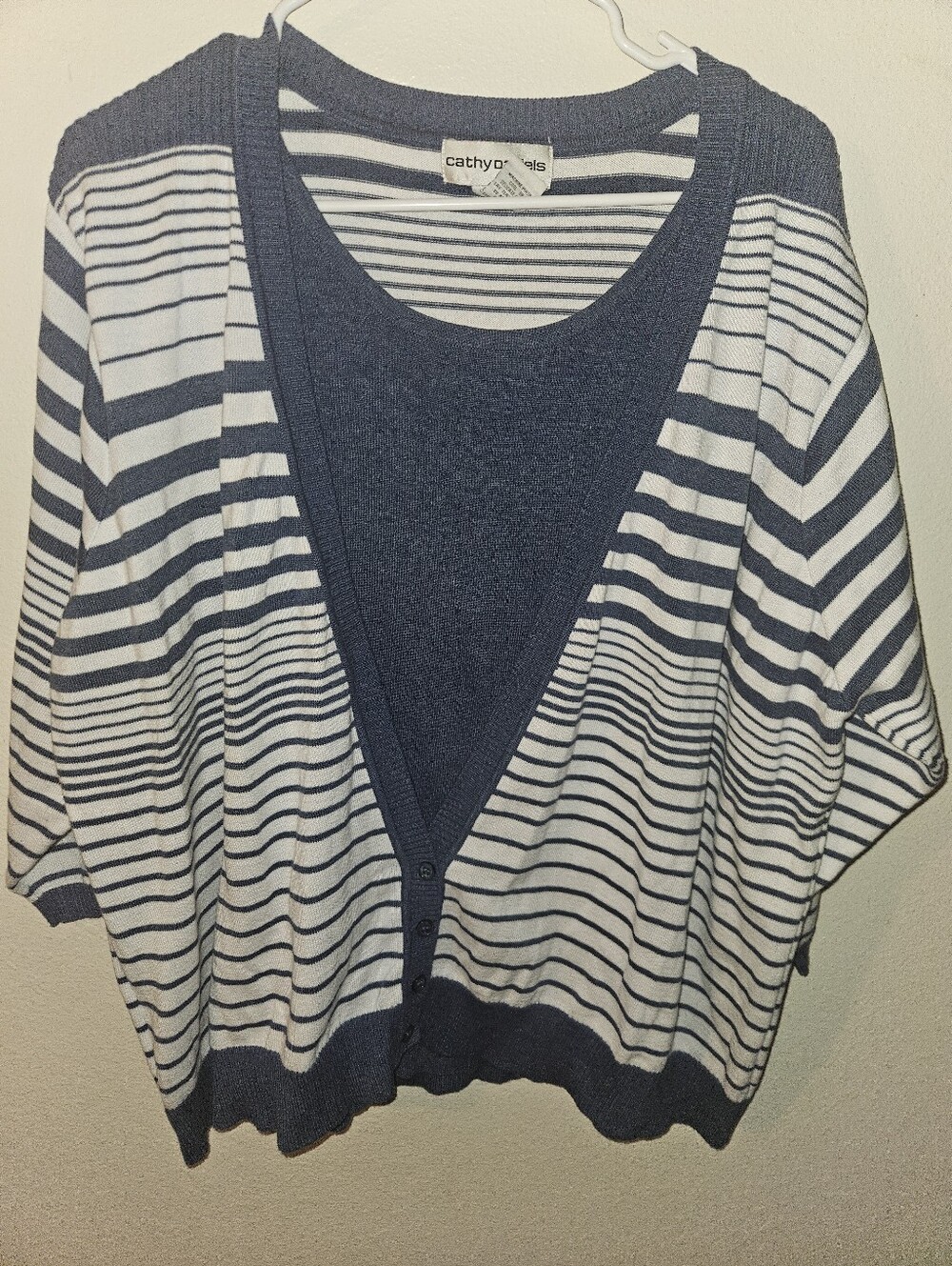 Cathy Daniels Womans Striped 3/4 Sleeve Size 3x